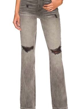 AFRM Gray Ripped Flare Jeans